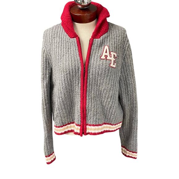 American Eagle Full Zip Sweater Size Medium Preppy Academia Varsity Y2K Retro - Picture 1 of 6